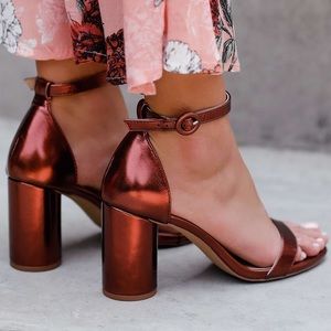 Ankle strap heels metallic copper color